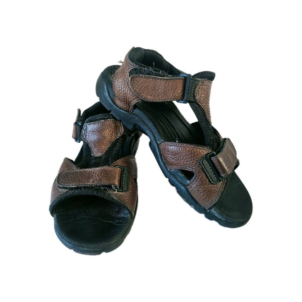 Bass Men's Brown Leather Slip-On Sandals Size 9 Pre-Owned Comfort Shoes - Picture 2 of 7